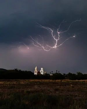San Xavier del Bac Mission During Monsoon